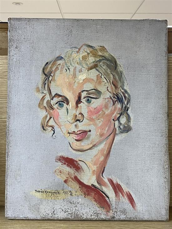 Thadee Kopczynski (1903-1990), oil on canvas, Portrait of the artists wife Antonia de la Gandra (1895-1967), daughter of the artist,